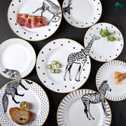 Jungle Teller Schwarz Weiß Dschungelmotiv - Dschungel-Deko.de