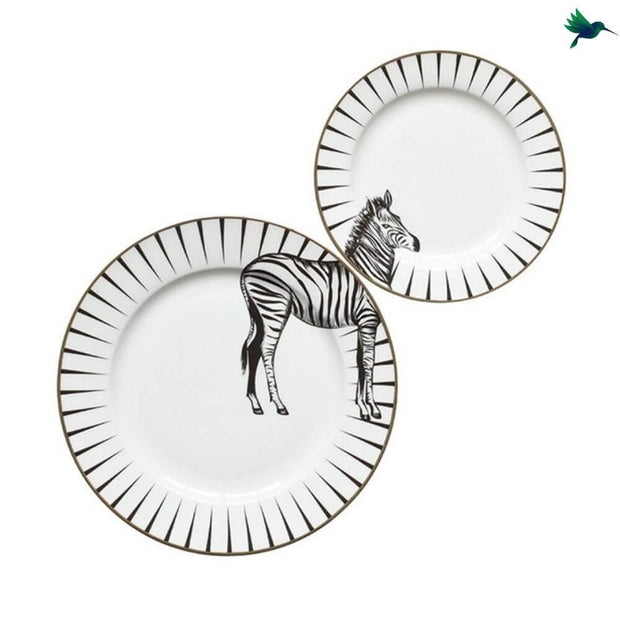 Jungle Teller Schwarz Weiß Dschungelmotiv - Dschungel-Deko.de