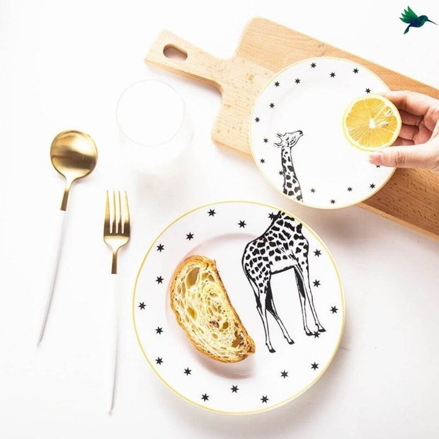 Jungle Teller Schwarz Weiß Dschungelmotiv - Dschungel-Deko.de