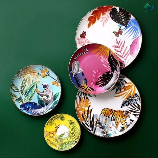 Teller Dschungel Motiv Exotisches Design - Dschungel-Deko.de