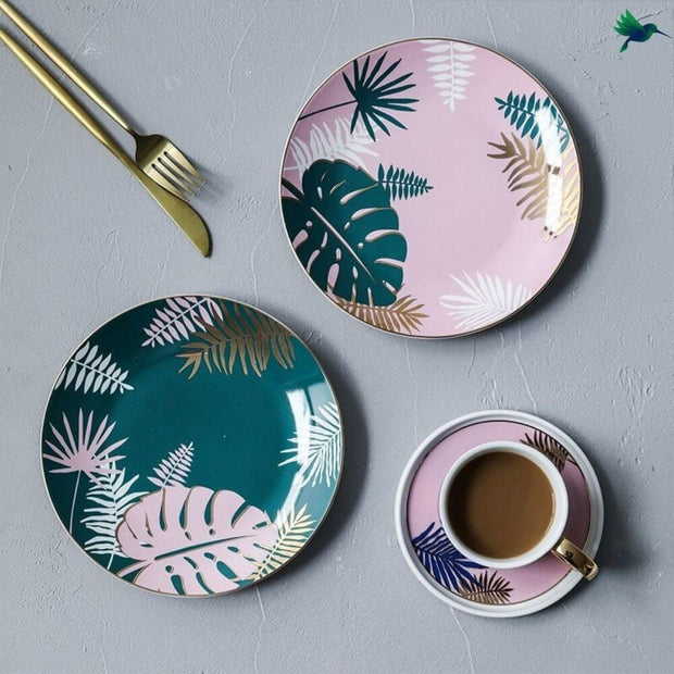 Teller Tropisch Aus Porzellan 30 cm - Dschungel-Deko.de