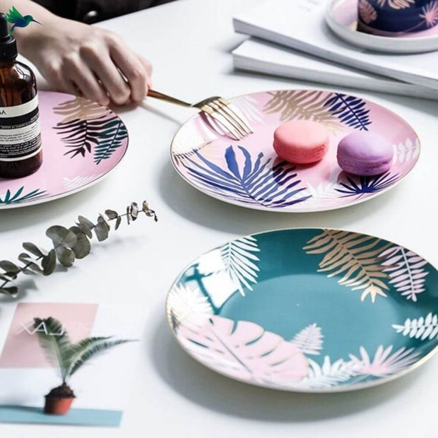 Teller Tropisch Aus Porzellan 30 cm - Dschungel-Deko.de