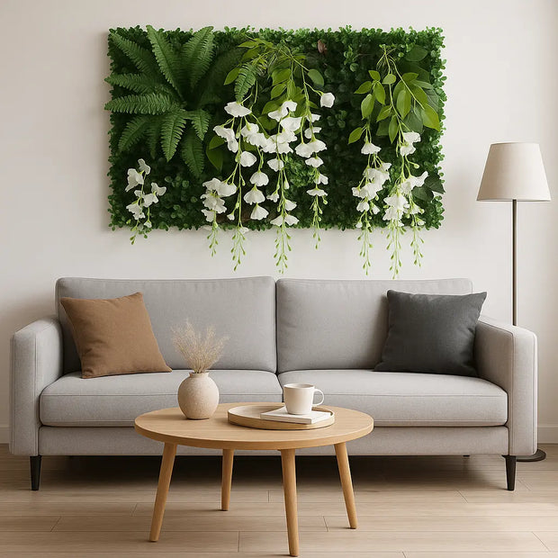 Grün-weißes Pflanzengemälde Dschungel-Deko.de