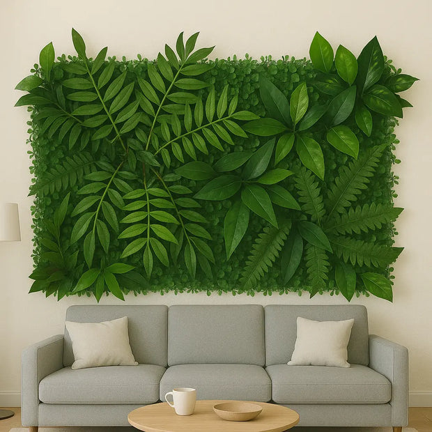 Künstliche Pflanzenwand mit Blättern Dschungel-Deko.de