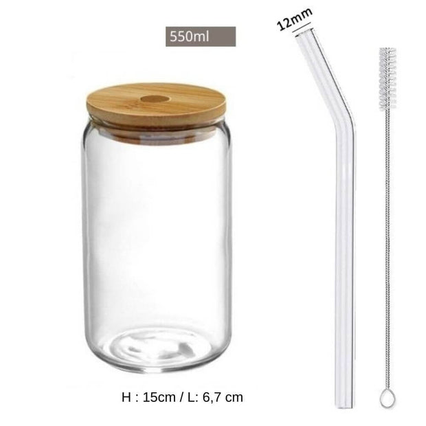 Trinkglas Mit Deckel Und Strohhalm Aus Klarglas - Dschungel-Deko.de