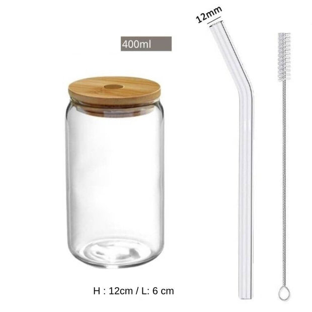 Trinkglas Mit Deckel Und Strohhalm Aus Klarglas - Dschungel-Deko.de