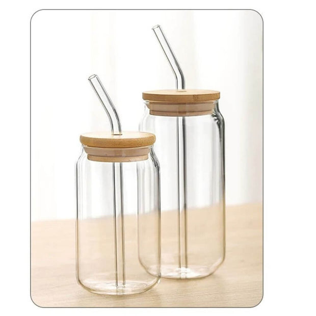 Trinkglas Mit Deckel Und Strohhalm Aus Klarglas - Dschungel-Deko.de