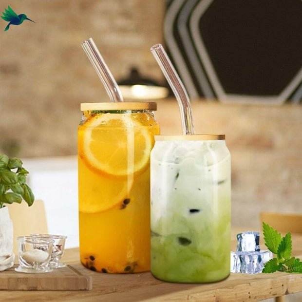 Trinkglas Mit Deckel Und Strohhalm Aus Klarglas - Dschungel-Deko.de