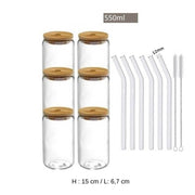 Trinkglas Mit Deckel Und Strohhalm Aus Klarglas - Dschungel-Deko.de