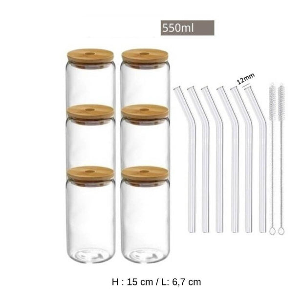 Trinkglas Mit Deckel Und Strohhalm Aus Klarglas - Dschungel-Deko.de