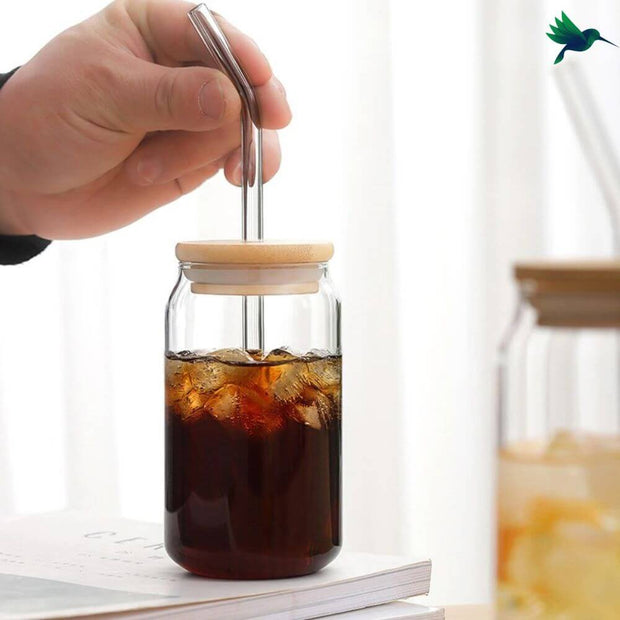 Trinkglas Mit Deckel Und Strohhalm Aus Klarglas - Dschungel-Deko.de