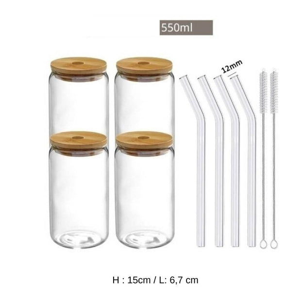 Trinkglas Mit Deckel Und Strohhalm Aus Klarglas - Dschungel-Deko.de