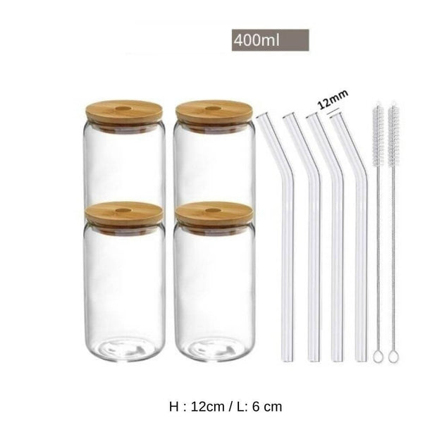 Trinkglas Mit Deckel Und Strohhalm Aus Klarglas - Dschungel-Deko.de