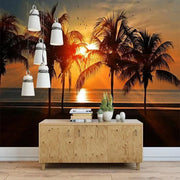 Sonnenuntergang Palmen Tapete Dschungel-Deko.de