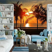 Sonnenuntergang Palmen Tapete Dschungel-Deko.de