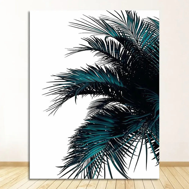 Blaue Palmenblatt-Kunstdrucke Dschungel-Deko.de