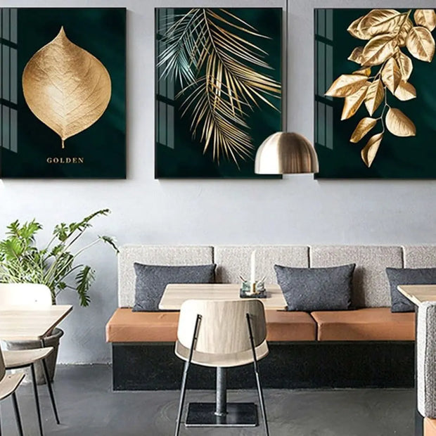 Goldene Blattkunst Poster Dschungel-Deko.de