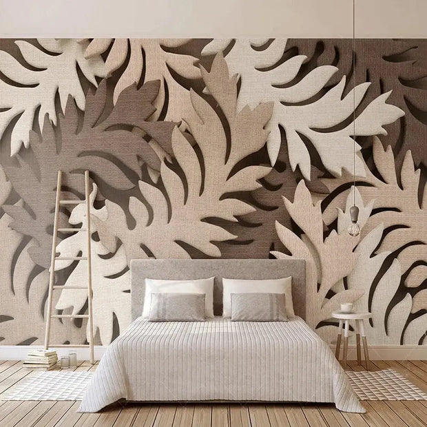 3D Blättertapete Braun Dschungel-Deko.de