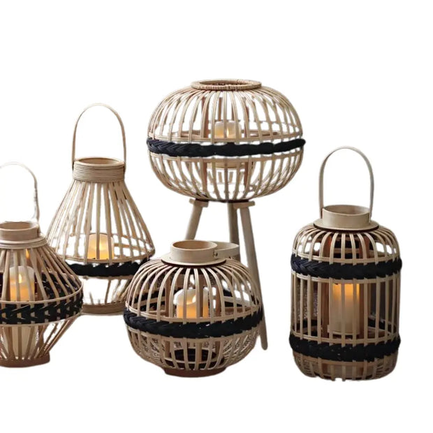 Schwarze Bambuslampe Dschungel-Deko.de