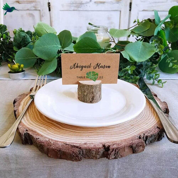 Tischkartenhalter Holz Rund Rustikale Dekoration - Dschungel-Deko.de