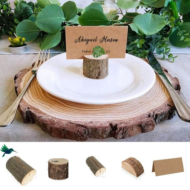 Tischkartenhalter Holz Rund Rustikale Dekoration - Dschungel-Deko.de