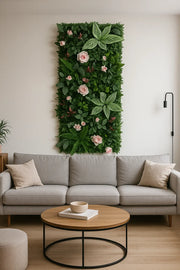 Künstliche Blumenwand Rosa Blumen Dschungel-Deko.de