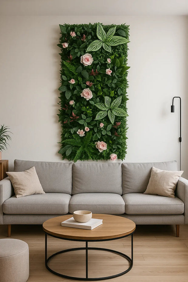 Künstliche Blumenwand Rosa Blumen Dschungel-Deko.de