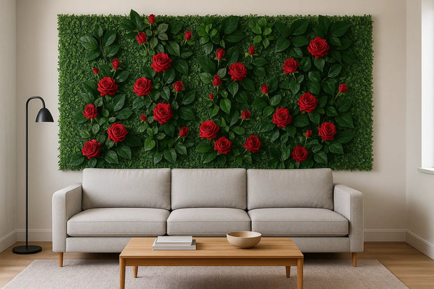 Rote Künstliche Blumenwand Dschungel-Deko.de