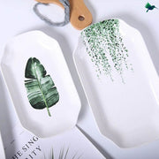 Tischdecke Tropisch Weißes Blattmuster - Dschungel-Deko.de