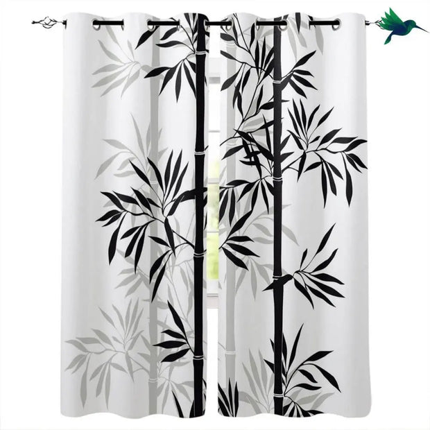 Schwarz-weißer Bambusvorhang Dschungel-Deko.de
