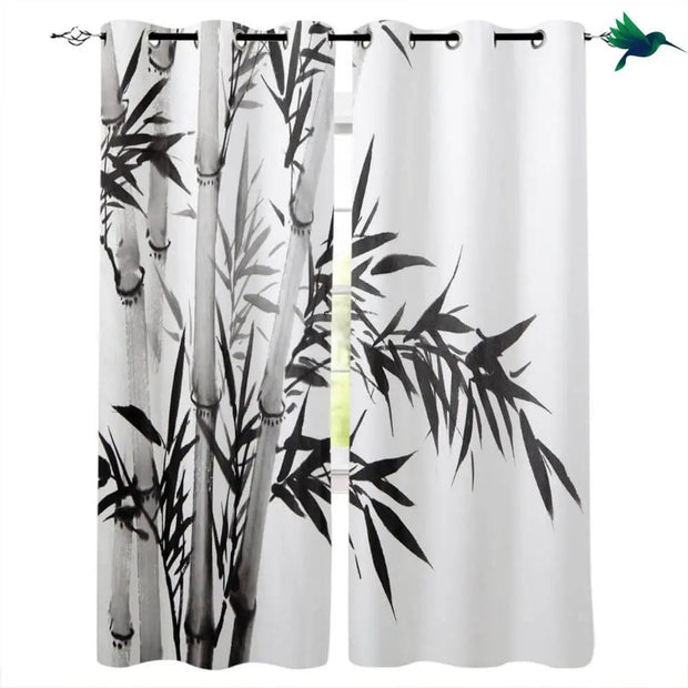 Schwarz-weißer Bambusvorhang Dschungel-Deko.de