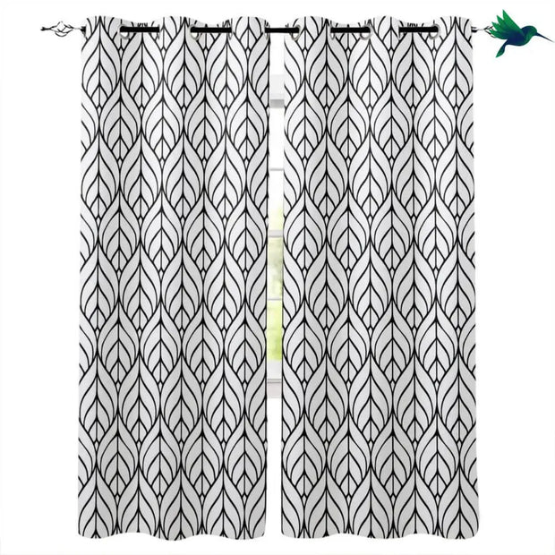 Schwarz-weißer Blattvorhang Dschungel-Deko.de