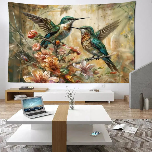 Vintage Kolibri Wandteppich Dschungel-Deko.de