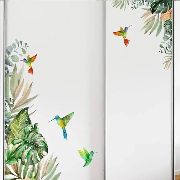 Kolibri- und Laubaufkleber Dschungel-Deko.de