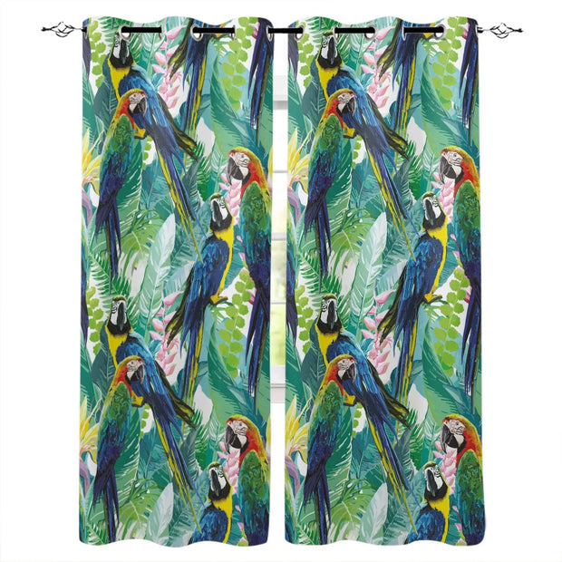 Vorhang Dschungel Blätter und Papagei Dschungel-Deko.de