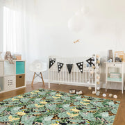 Dschungel Teppich Mit Papagei Und Blattwerk Motiv - Dschungel-Deko.de