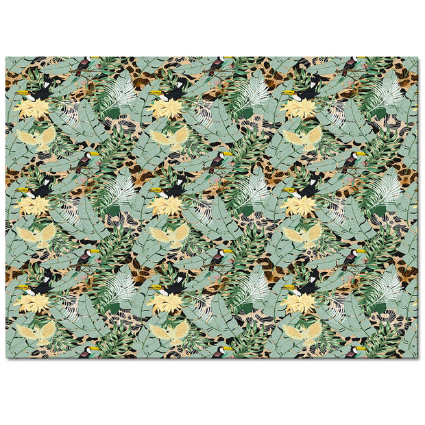 Dschungel Teppich Mit Papagei Und Blattwerk Motiv - Dschungel-Deko.de