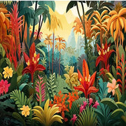 Bunte tropische Dschungel Tapete Dschungel-Deko.de