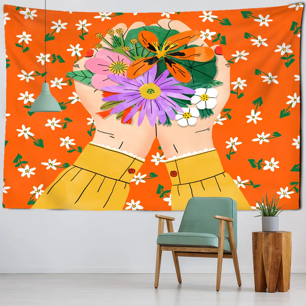 Wandteppich Blütenmotiv Exotisch - Dschungel-Deko.de