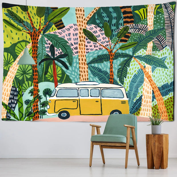 Wandteppich Dschungel Baumwolle Mit Tropischem Blätterdesign - Dschungel-Deko.de