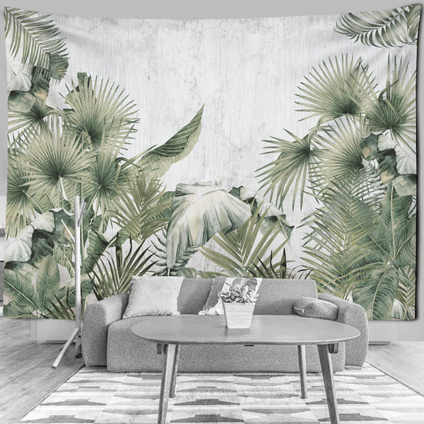 Wandteppich Dschungelmotiv Mit Üppigem Blätterdesign - Dschungel-Deko.de