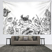 Schwarz-Weiß-Blumentapete Dschungel-Deko.de