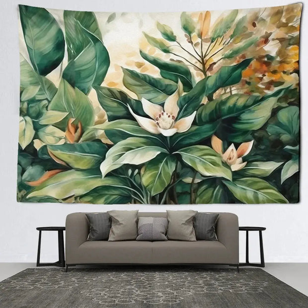 Vintage-Blätter Wandteppich Dschungel-Deko.de