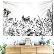 Schwarz-Weiß-Blumentapete Dschungel-Deko.de