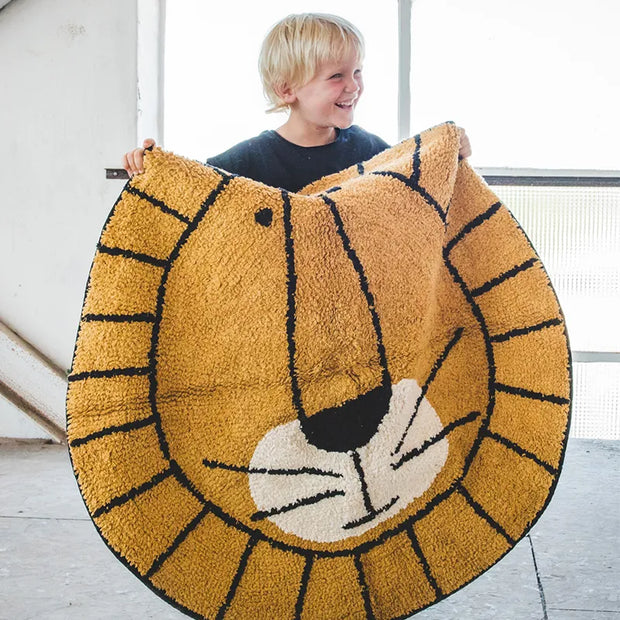 Runder Teppich Löwe Motiv für Dschungel Flair - Dschungel-Deko.de