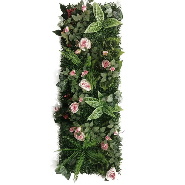 Künstliche Blumenwand Rosa Blumen Dschungel-Deko.de