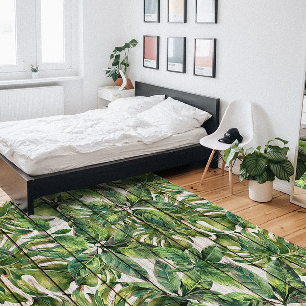 Dschungel Teppich Mit Tropischen Pflanzenmotiv - Dschungel-Deko.de