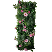 Künstliche grün-rosa Pflanzenwand Dschungel-Deko.de