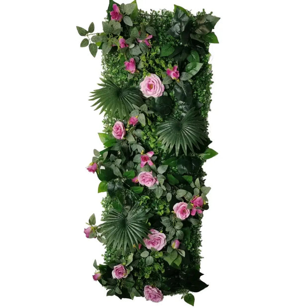 Künstliche grün-rosa Pflanzenwand Dschungel-Deko.de