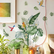 Tropische Blätter und Papagei Aufkleber Dschungel-Deko.de